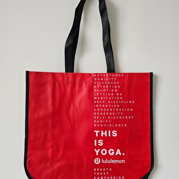 3 x New LULULEMON 1 Black, 1 Red, 1 White THIS IS YOGA Reusable Bags Large - Picture 2 of 7